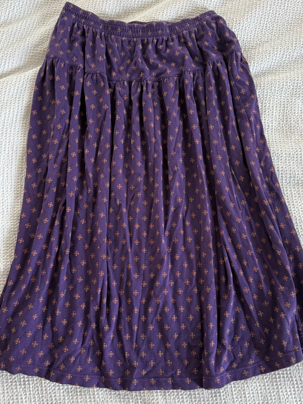 Liz Claiborne Purple Maxi Skirt with Gold Motif